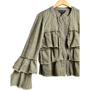 INC International Concepts Sage Green 100% Linen Zip Up Shirt / Light Blazer Sm